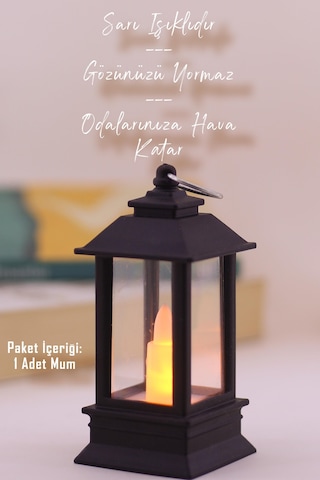 Led Mum Mini Dörtgen Tip Pil Dahil Dumansız Alev Ledli Yapay Dekoratif Mum Dekor Işığı Siyah Pt434 Siyah