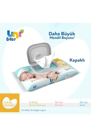 Uni Baby Yenidoğan Islak Havlu Mendil 24 x 40'lı