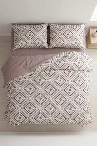 Geometrik Dokunuş Çift Kişilik %100 Pamuk Nevresim Takımı GÜL KURUSU