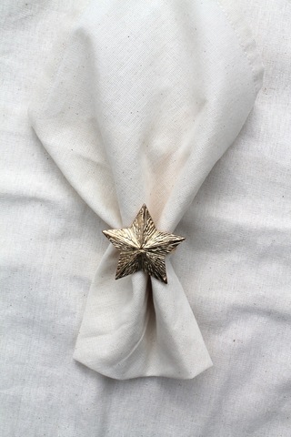 6 Adet Dekoratif Gold Star Nova Peçete Halkası - Napkin Ring