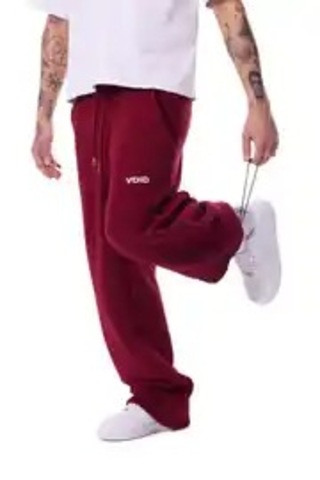 Feville 3 İplik Şardonlu Ayarlanabilir Paça Baggy Unisex Eşofman Altı Bordo