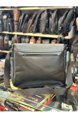 Trg Polo Siyahsunni Deri Omuz Çantası Siyah