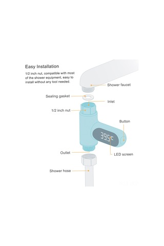 Suofeng Bebek Duş Su Sıcaklığı Ölçerü, Akıllı Led Gösterge, 5-85 C Aralığı, Pilli Olmayan, Su Enerjili, Banyo İçin Abs Malzeme