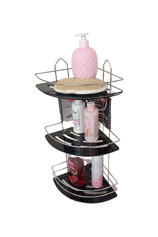 Decorev Dc-5917 Üç Katlı Paslanmaz Krom Banyo Şampuan Köşeliği Çok Renkli
