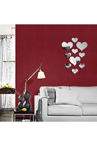 Yaozixa 10 Adet Siyah 3d Kalp Şekilli Akrelik Yansıtar, Duvar Dekoru, Dıy Odası Zenginleştirici, Pvc Materyal, Ev Dekorasyon Aracı Siyah