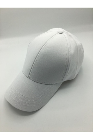 Gonca Şapka Ayarlanabilir Unisex Sport Sade Şapka Beyaz