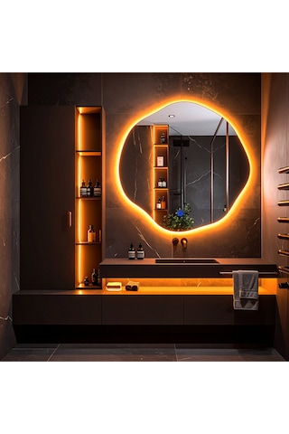 Kael Amber Led'li Lavabo & Banyo Aynası Dokunmatik Sensörlü 90 X 90 Turuncu