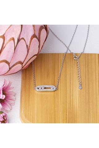 3lü Hareketli Zirkon Taşlı 925 Ayar Gümüş Kadın Kolye Gümüş