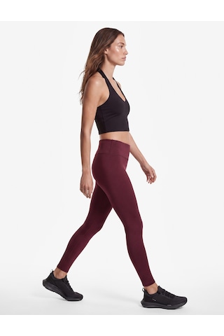Koton Slim Fit Yüksek Bel Crop Spor Tayt Bordo 7wak40166nk