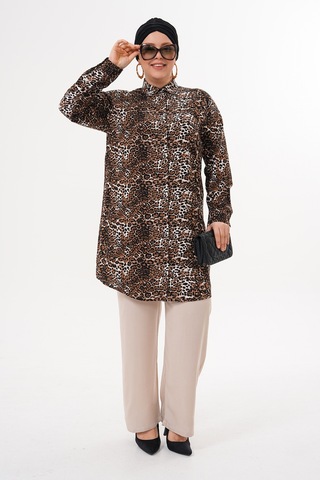Polologin Butik Savannah Leopar Desenli Tunik Leopar Desenli