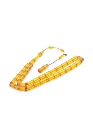Hakan Turan İmzalı Kesme Model Sarı Sıkma Kehribar Tesbih Sarı