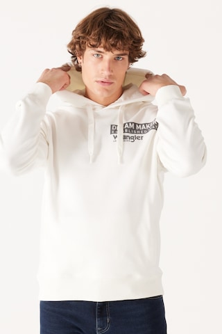 Wrangler Regular Fit Normal Kesim Kapüşonlu Şardonlu Kırık Beyaz Sweatshirt W232242102 Beyaz