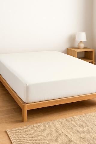 Purecomfort %100 Pamuk Ranforce Çift Kişilik Lastikli Çarşaf 160x200 Beyaz Ekru