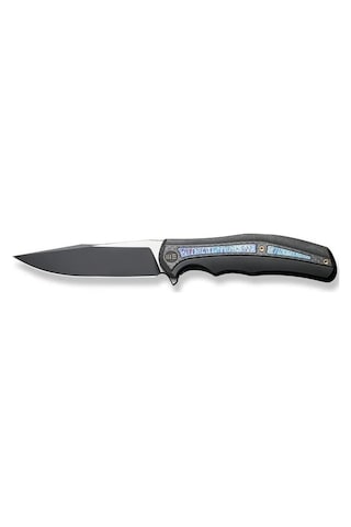 We Knife Zonda Black Titanium Handle With Twill Carbon Fiber & Flamed Titanium Inlay Black Stonewashed Cpm 20cv Blade Satin Flat Kamp Çakı Siyah