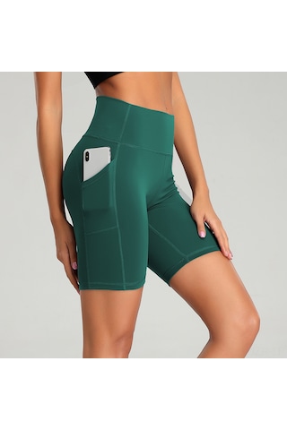 Geeroyoo Yoga Spor Şortu: Yüksek Bel, Nefes Alabilen, Hızlı Kuruyan, Yeşil, 2xl Yeşil