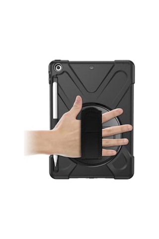 Apple Uyumlu iPad 8. Nesil 10.2 Inç 2020 Tablet Kılıfı Kalemlikli Defender Askılı Tank Zırh Silikon Kılıf Kılıf