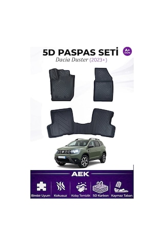Dacia Duster 4x4 2023+ Araca Özel Havuzlu "karbon" Paspas Takımı