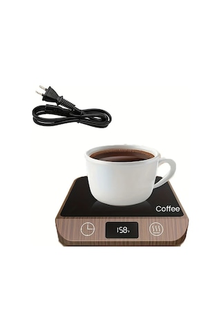 Willowhaven Koyu Ahşap Desenli 6 Ayar Ve Zamanlayıcılı Mug Isıtıcı Kahve Çay Süt İçecek Isıtma
