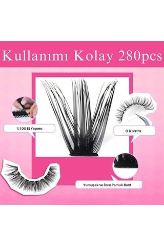 Takma Kirpik Seti 280 Parça 40d 50d D Kavis Kirpik Kümesi Yapıştırıcı Dahil