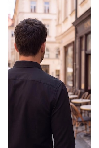 DefyModa Erkek Gizli Ve Metal Düğme Detaylı Uzun Kol Gömlek Siyah