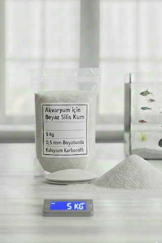 5 Kg Akvaryum Beyaz Silis Kalsiyum Karbonatlı Beyaz Kum 0,5mm Doğal, Temiz Ve Saf Alt Zemin