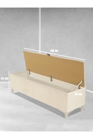 Vetra V2 Sandıklı Puf Beyaz Dilimli Model Sandıklı Bench Puf - Sandıklı Yatak Ucu Bankı