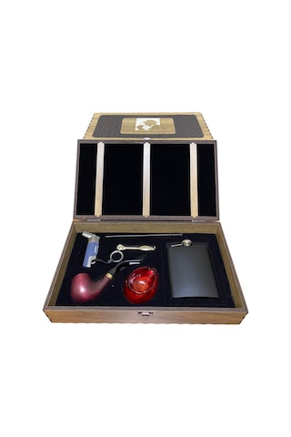 Ahlat Ağacı 7 Oz Çelik Mataralı Pipo Seti 605743-509210