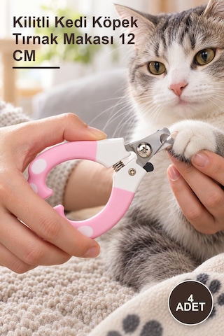 4 Adet Kilitli Kedi Köpek Tırnak Makası 12 Cm