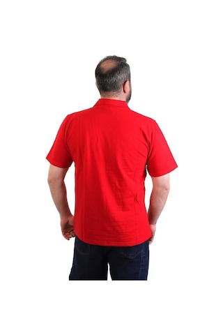 Eser - Polo Yaka Kısa Kol Penye İş Tişörtü - Cepli - Kırmızı