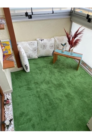Yeşil Protokol Halı Özel Kesim Kaymaz Tabanlı Balkon Halısı (428913235)