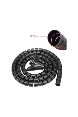 Kablo Düzenleyici Spiral Kablo Toplayıcı Çapı 20mm Siyah 1.5m