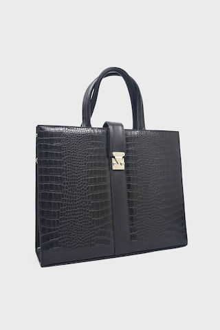 Kanuga Ysmn0831 Siyah Kroko Unisex Evrak Çantası Siyah Kroko Siyah