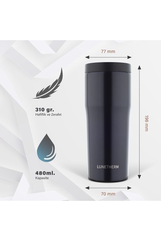 Lunetherm Sızdırmaz Vakumlu Çıft Katmanlı Bardak Termos -Lacivert