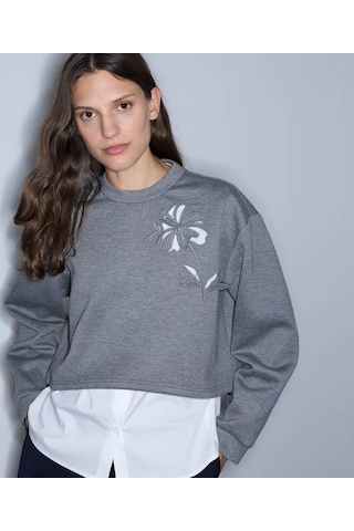 İpekyol Çift Parça Görünüm Cutout Gri Kadın Sweatshirt Iw6260091123