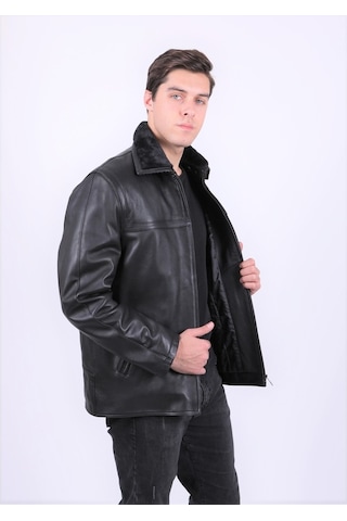 New Zaya Leather Erkek Siyah Deri Mont Hakiki Deri (468606706) Siyah