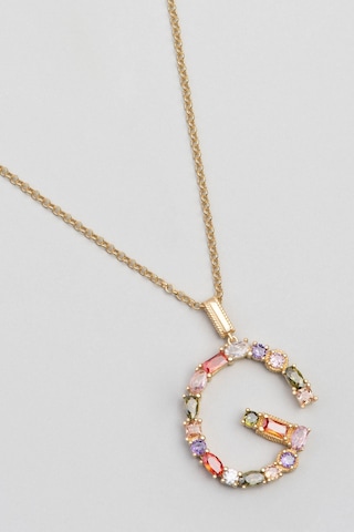 G Harfi Günışığı Renkli 18 Ayar Sarı Altın Kaplama Gümüş Kolye