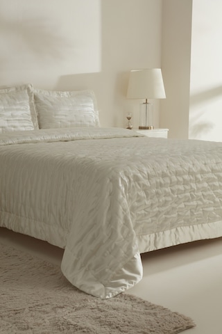 Karaca Home Glamour Çift Kişilik Yatak Örtüsü Beyaz Beyaz