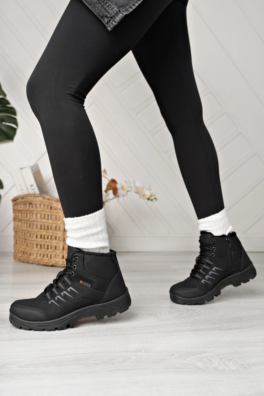 Ghattix Kadın Su Soğuk Dayanıklı Günlük Kışlık Bot Siyah Siyah