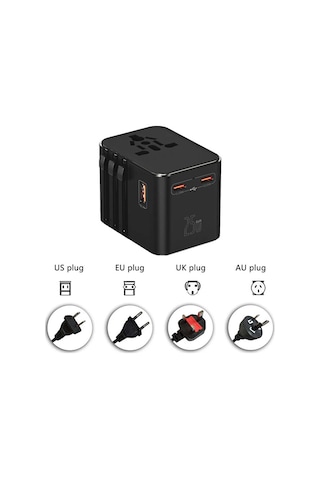 25w Evrensel Seyahat Şarj Adaptörü Fiş Priz Dönüştürücü /1xusb /2
