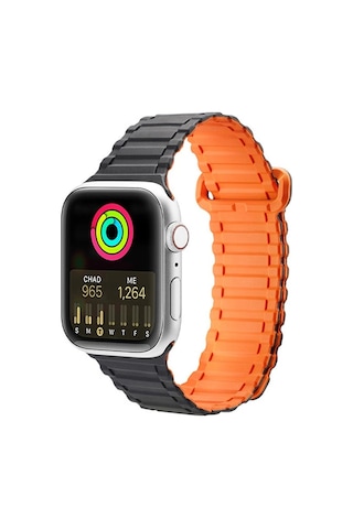 Dux Ducis Apple Watch Uyumlu 42/44/45mm İçin Manyetik Armor Silikon Kordon Kayış- 5775