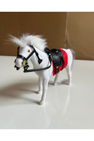 Floklu At Hayvan Oyuncak Beyaz At Horse Kaliteli Ve Gösterişli At 14 Cm X 11 Cm