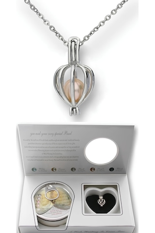 Markafox Sevgililer Günü için İstiridye İçinde Gerçek İnci Kolye Gümüş