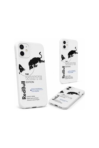 Apple iPhone Uyumlu 15 Pro Max Red Bull White Edition Desenli Mat Silikon Telefon Kılıfı - Kamera Korumalı Darbe Emici Beyaz