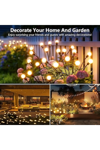Colcutee Güneş Ateşböceği Işıkları, 4'lü Paket 40 Led Solar Bahçe Işıkları, Güneş Enerjili Sallanan Bahç Genel