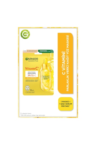 Garnier C Vitamini Parlak 2'li Bakım Seti Kağıt Yüz Maskesi + Süper Aydınlatıcı Serum