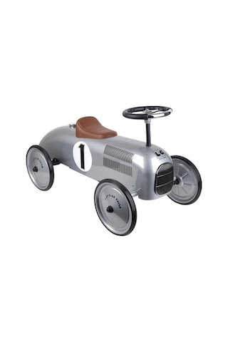Vintage Klasik Metal Araba Gri Çocuk Sürüş Oyuncağı Sessiz Tekerlekli Retro Pedalsız Araç Çok Renkli