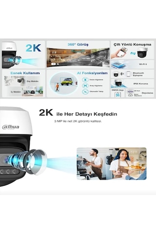 Dahua P3ı 360 Dönebilen, Gece Görüşlü, Hareket Takipli Güvenlik Kamerası