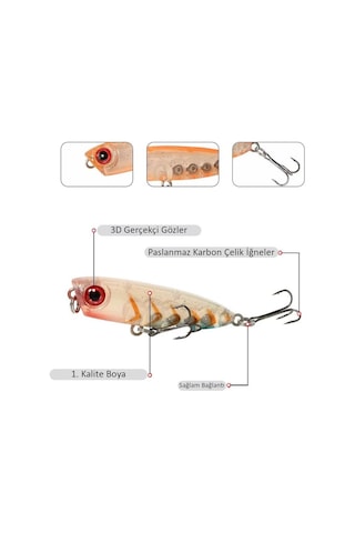 Valkyrie 7 Adet Zıpır Rapala Olta Yem Seti - 4.8cm - 3.8gr Bilyalı 3d Göz Karbon Çelik İğne 7 Farklı Renk