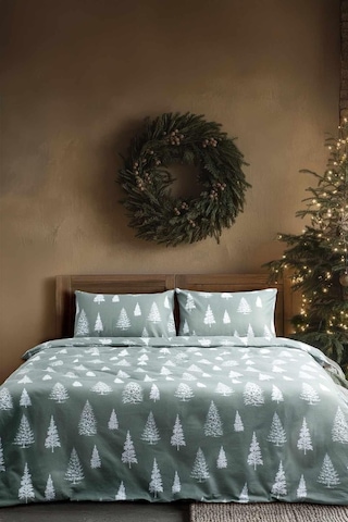 Cotton Collection Kışlık Pazen Tek Kişilik Nevresim Seti Evergreen Renkli