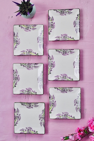 Piatti Naturali 6'lı Lavanta Tatlı Tabak Seti Sunum Servis Pasta 15 Cm